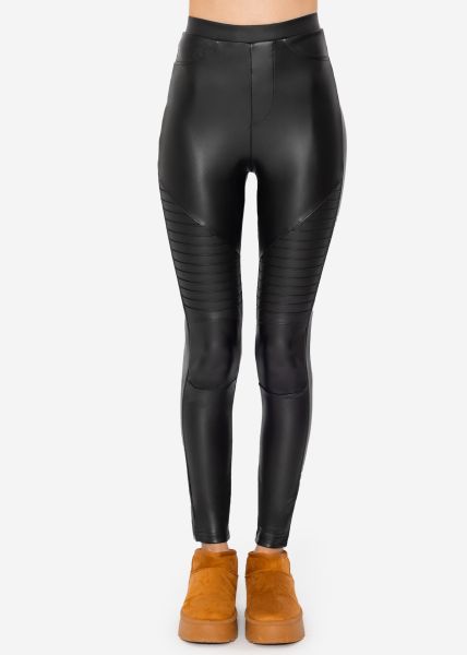 Thermo Biker Lederleggings - schwarz