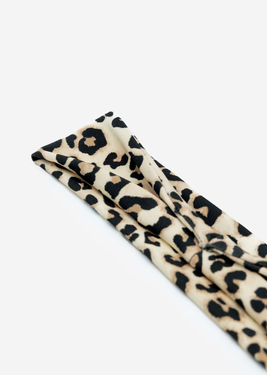 Haarband mit Leo Print - beige