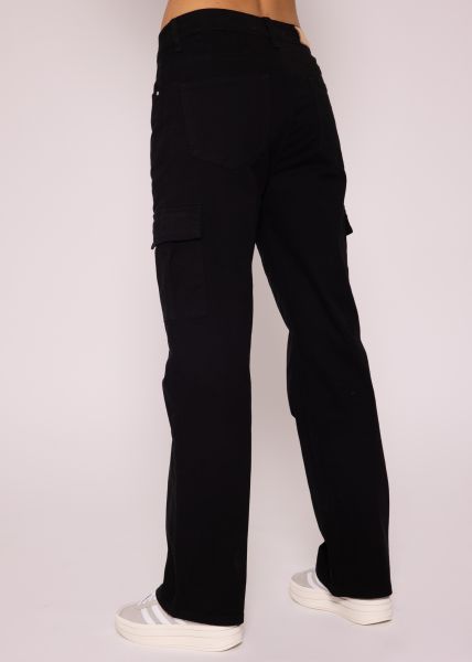 Low Waist Cargo Pants, schwarz