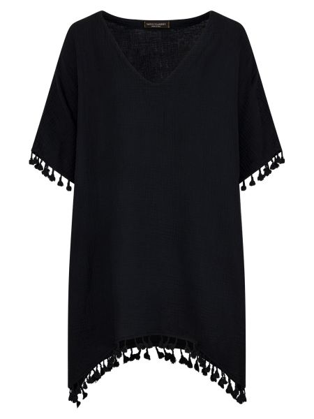 Musselin Tunika mit Tassels, schwarz
