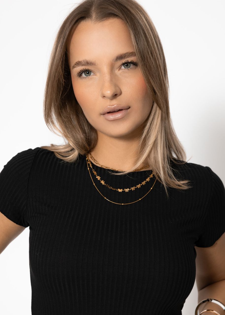 Crop-Shirt, schwarz