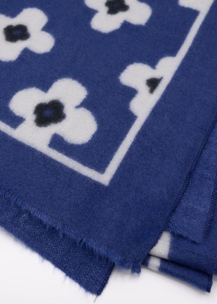 Schal mit Blumen-Muster, blau