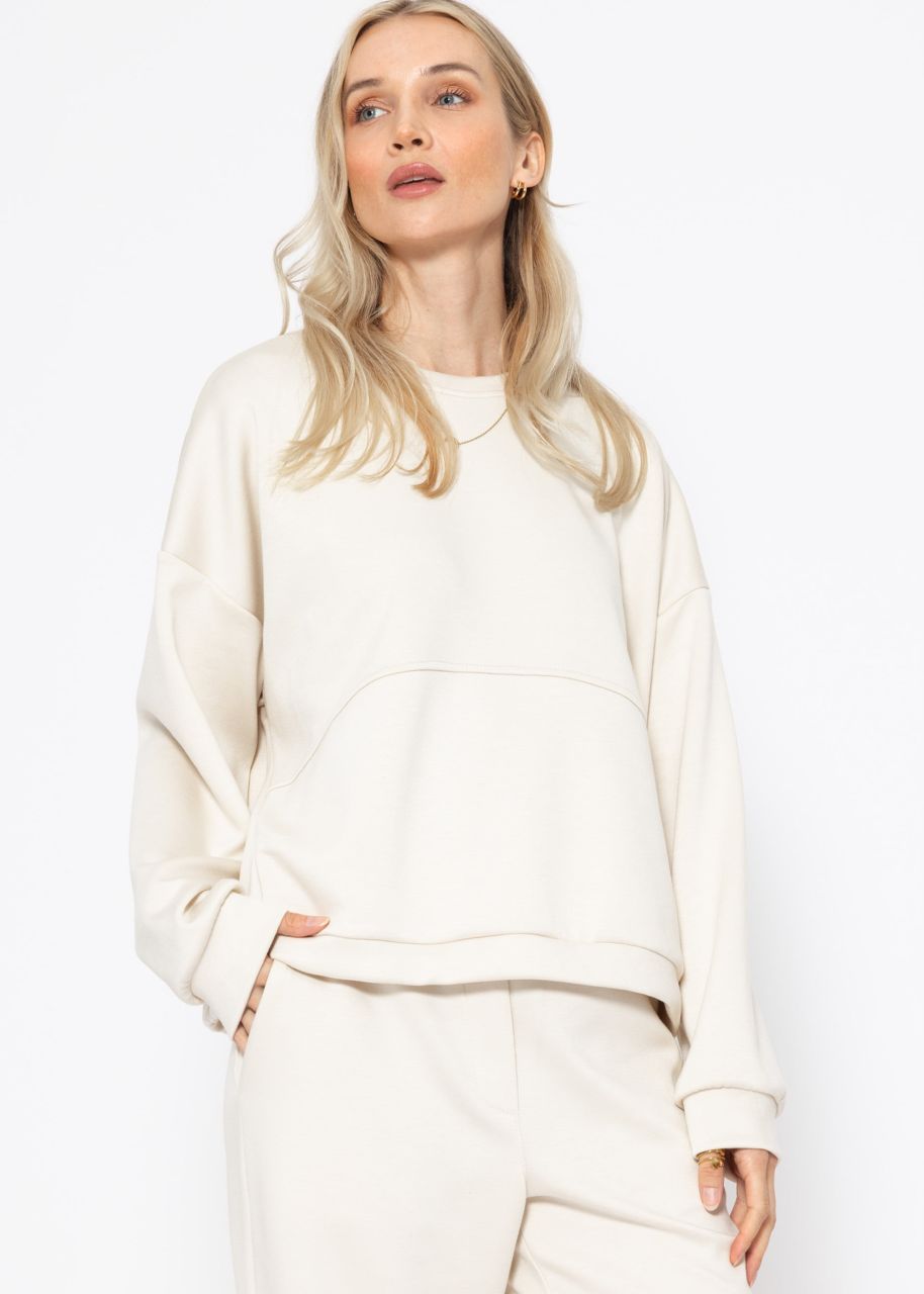 Softes Sweatshirt mit Teilungsnähten - offwhite