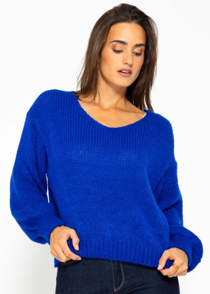 Pullover mit V-Ausschnitt - royalblau