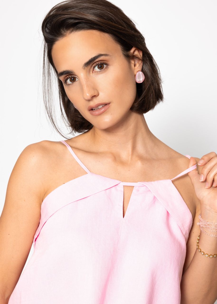 Leinen Top mit Spaghetti-Trägern - rosa