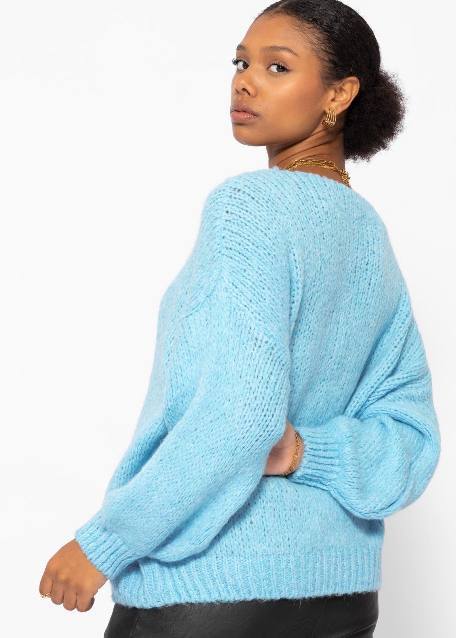 Oversize Pullover mit V-Ausschnitt - eisblau