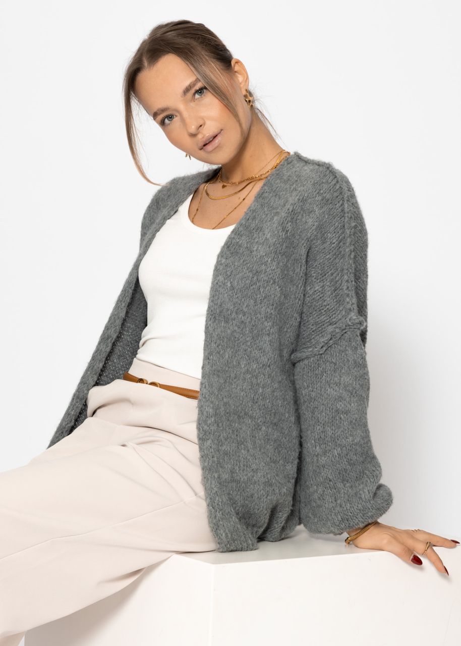 Lässiger Cardigan mit Außennähten - dunkelgrau