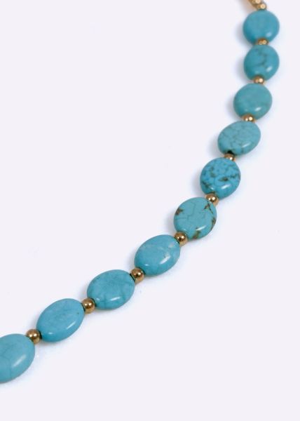 Halskette mit Turquoise Perlen, gold