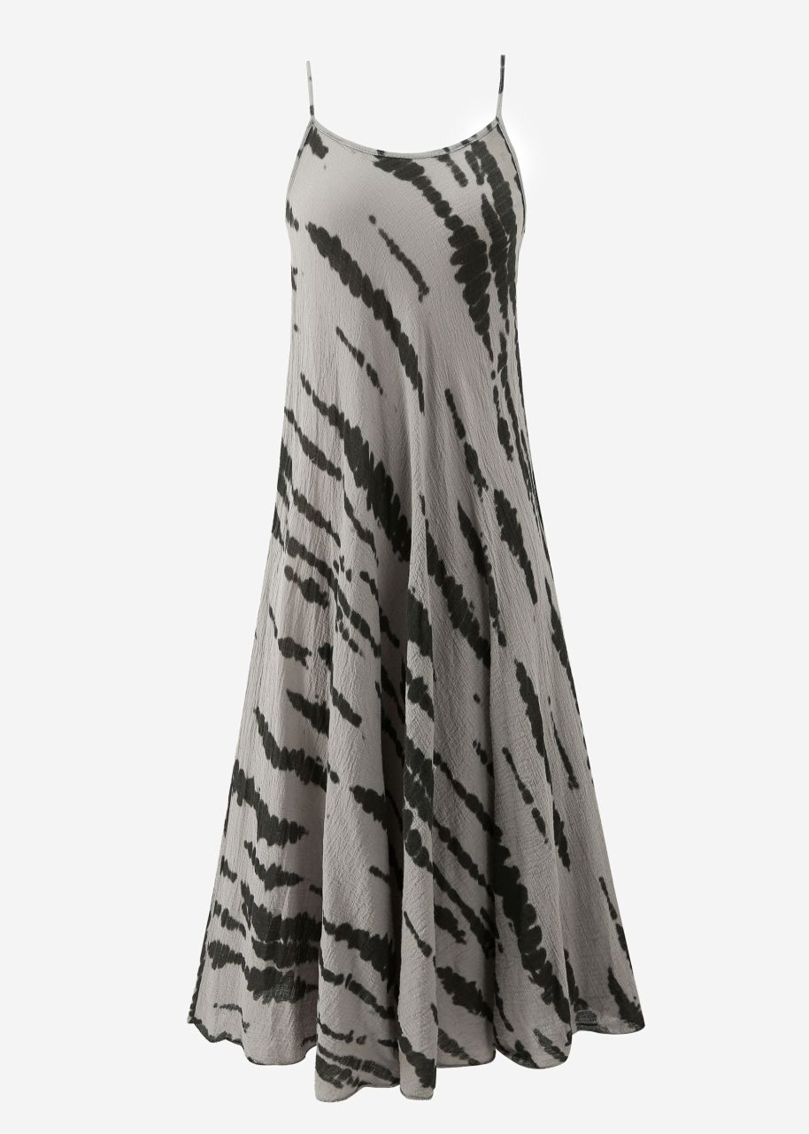 Musselin Beach Kleid mit Zebra-Print - taupe