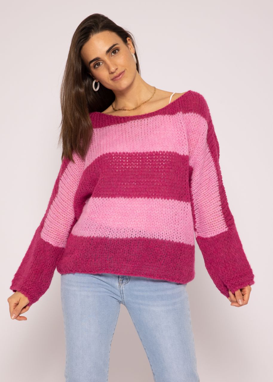 Locker gestrickter oversize Pullover, pink/rosa