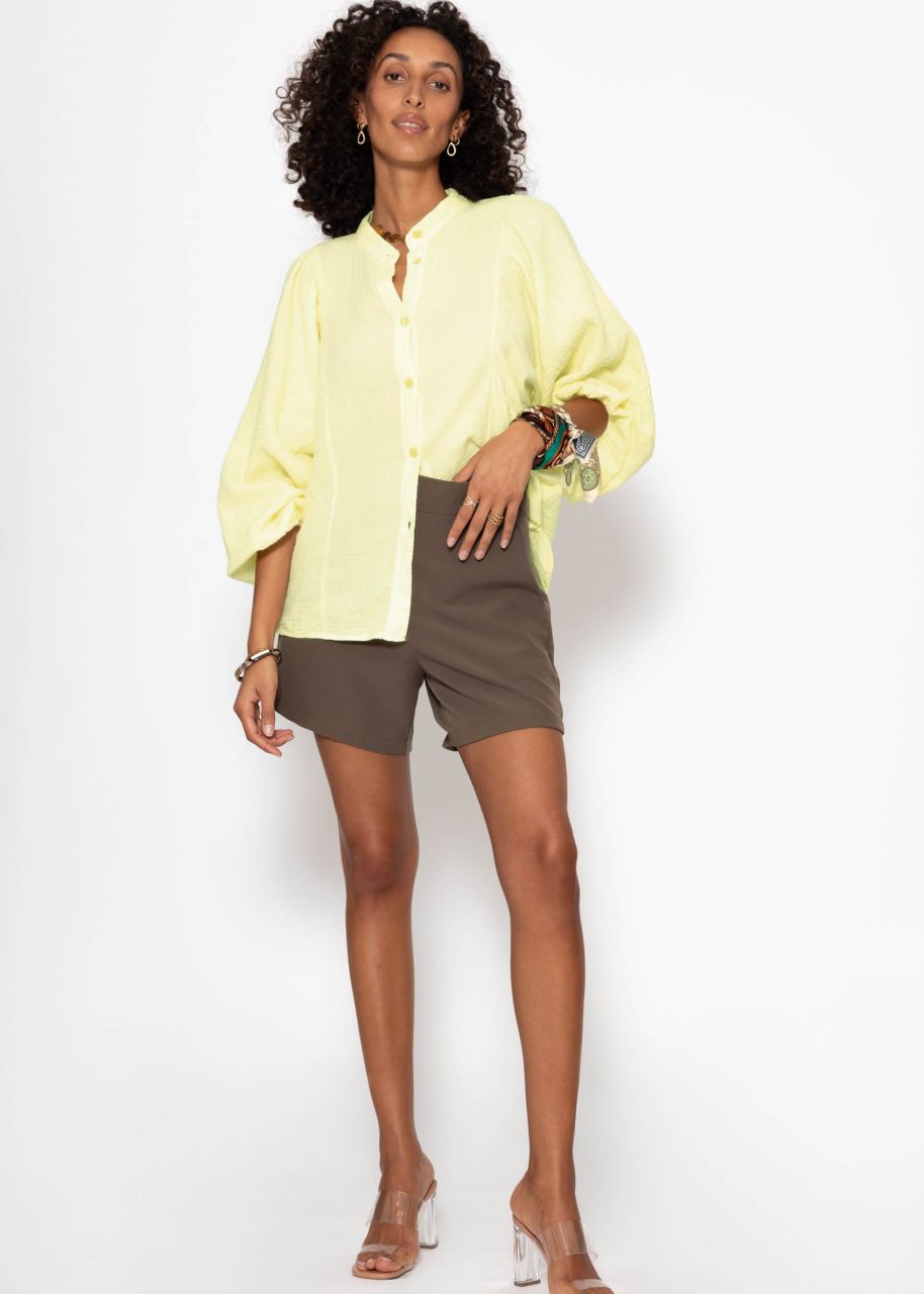 Musselin Bluse mit Fledermausärmeln - buttergelb