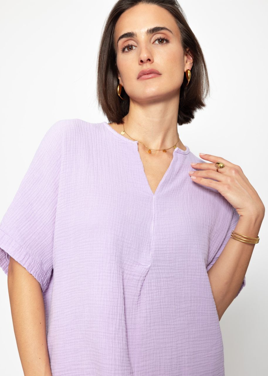 Oversize Musselin Shirt - flieder