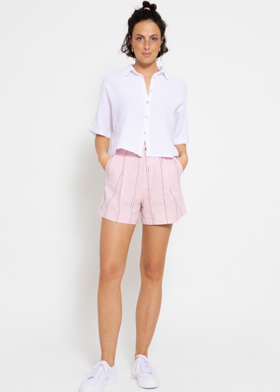 Baumwoll Shorts mit Streifenmuster - rosa