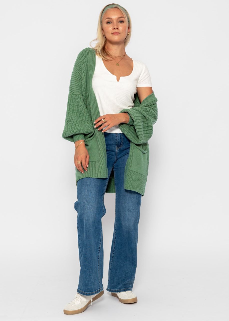 Soft Strick Cardigan mit Taschen - grün
