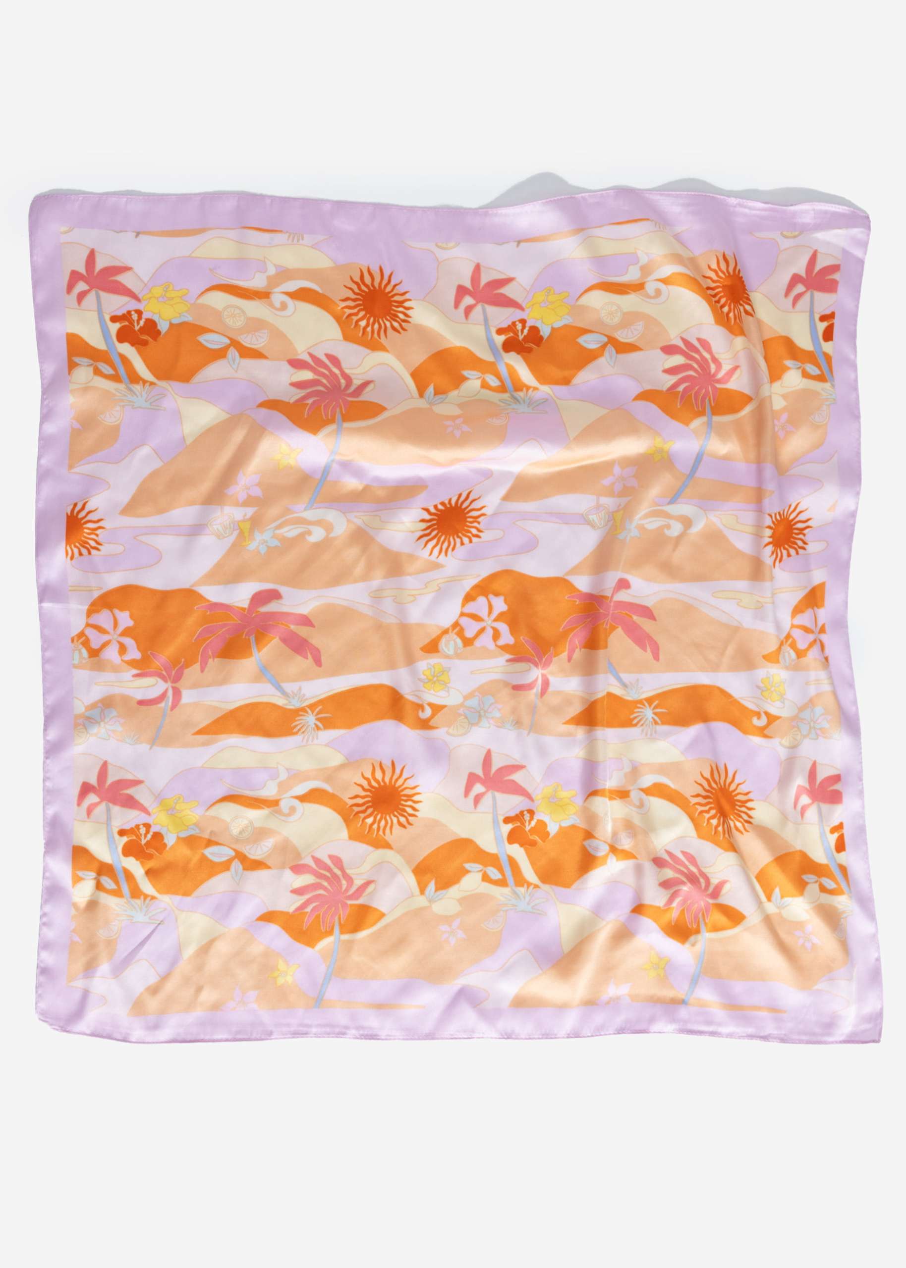 Halstuch mit Sommer Print - flieder-orange