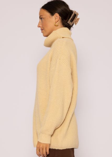 Oversize Rollkragenpullover, beige