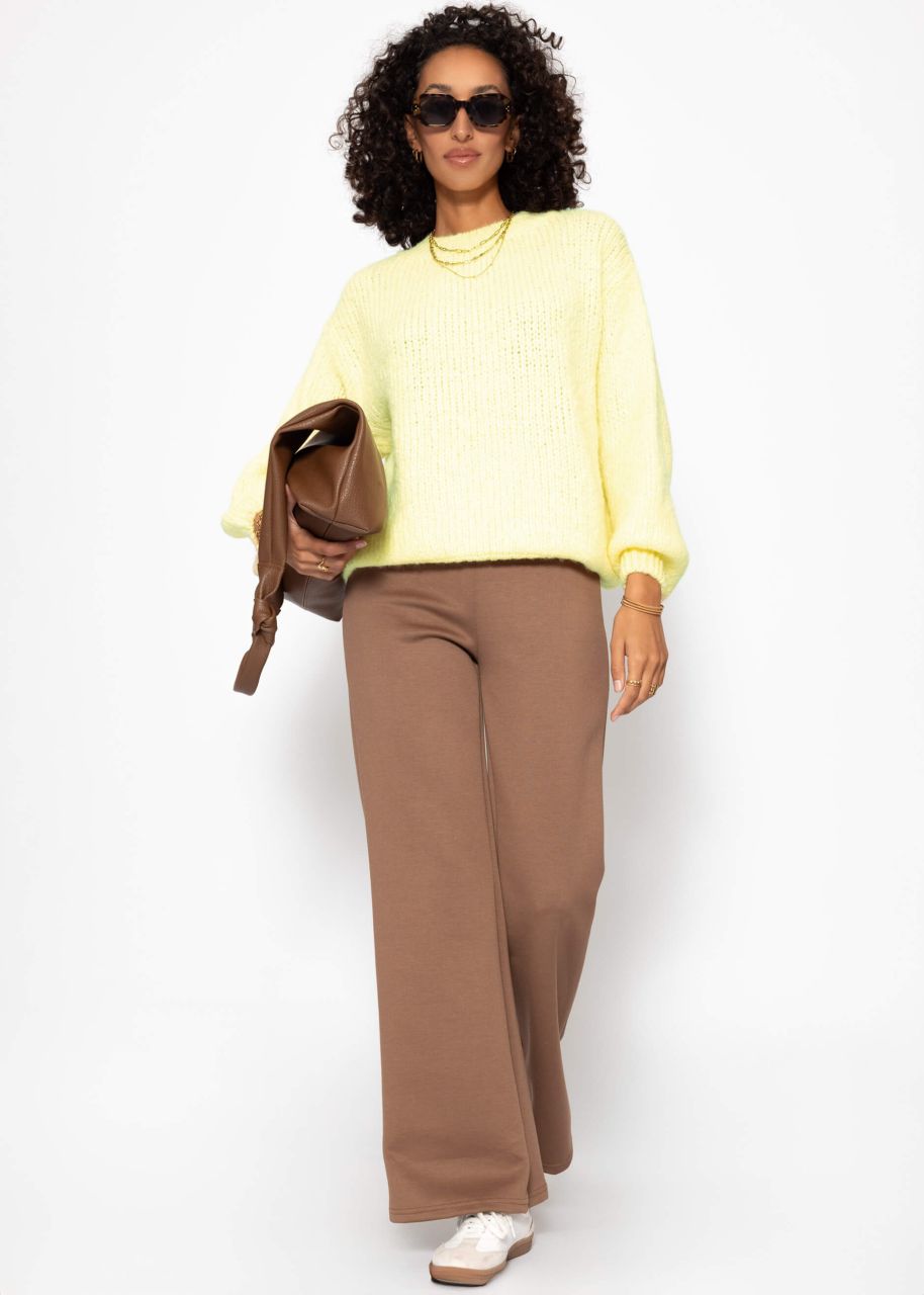 Oversize Pullover mit Rundhals-Ausschnitt - gelb