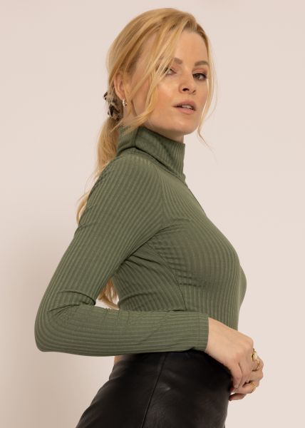 Asymmetrisches Rollkragenshirt, khaki