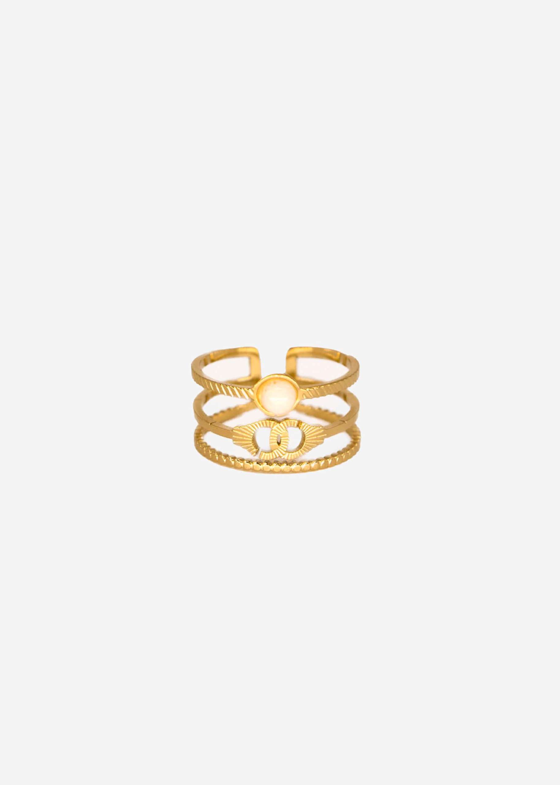 Dreigliedriger Ring mit Jadestein, gold