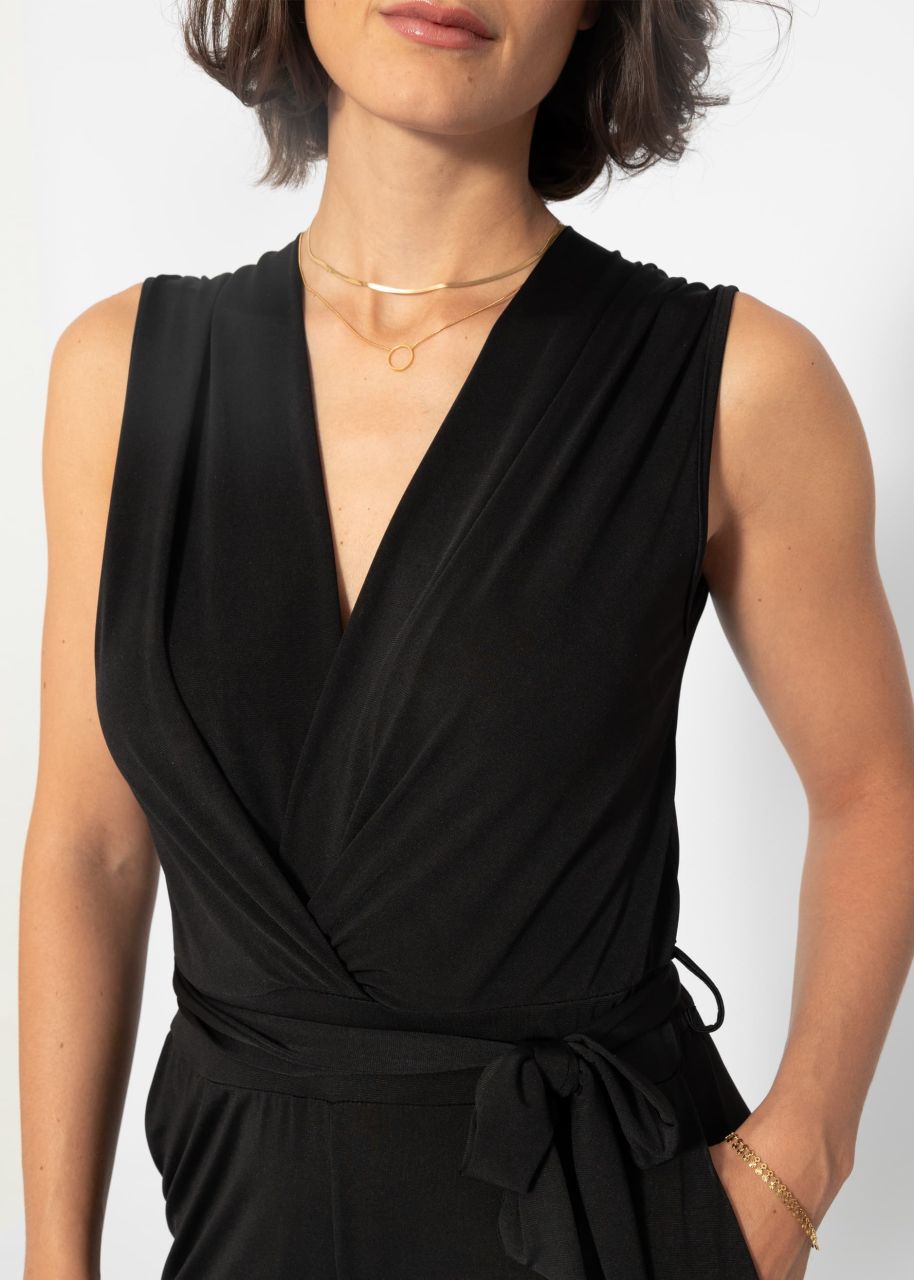 Fließender Jersey Jumpsuit - schwarz