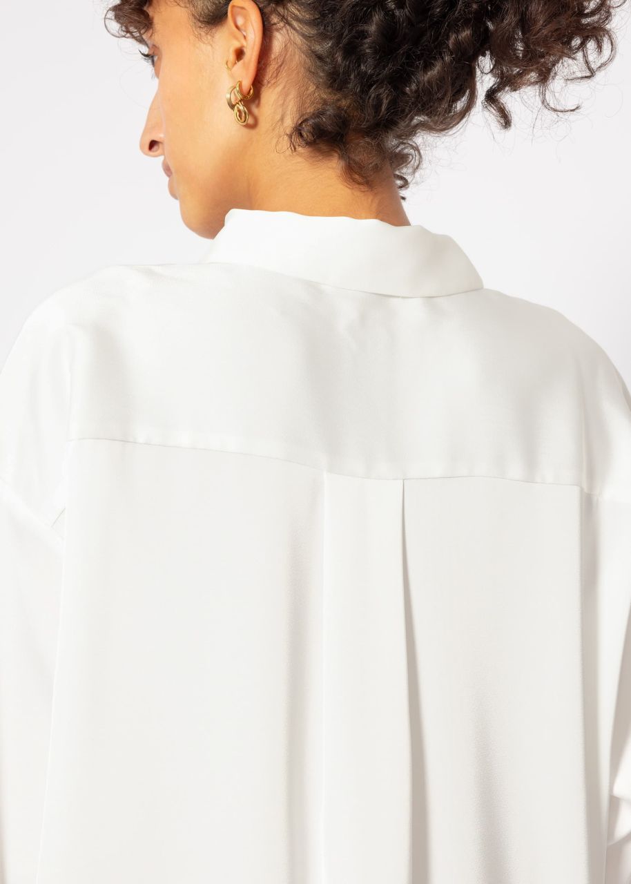 Oversize Satinbluse - offwhite