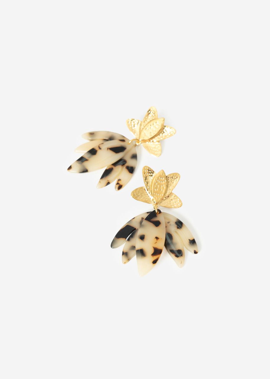 Ohrstecker mit braunen Blüten - gold