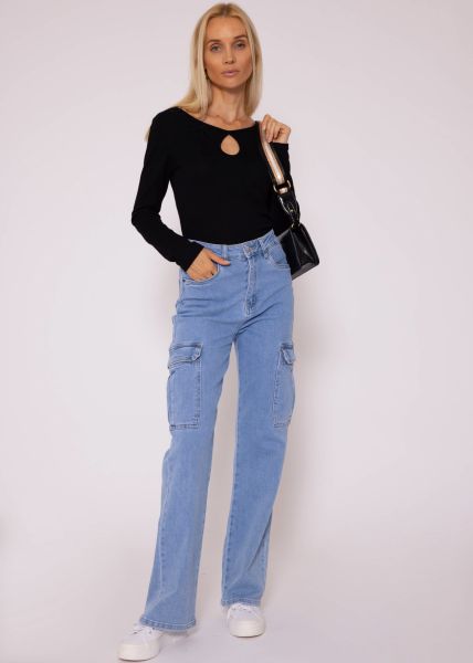 Langarmshirt mit Cut-Out Detail - schwarz