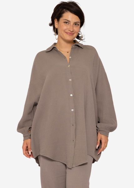 Curvy Musselin Bluse oversize - taupe