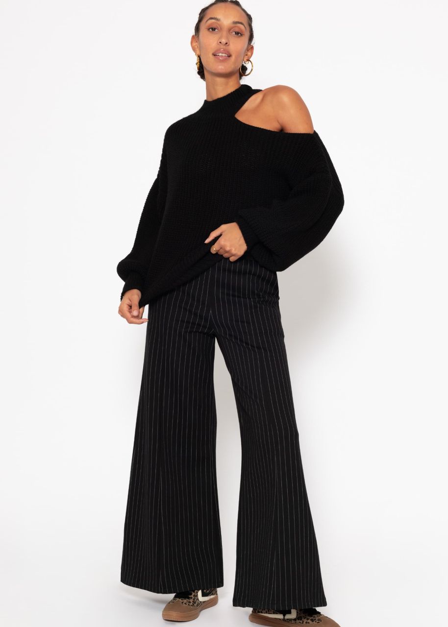 Oversize Cut-Out Pullover - schwarz