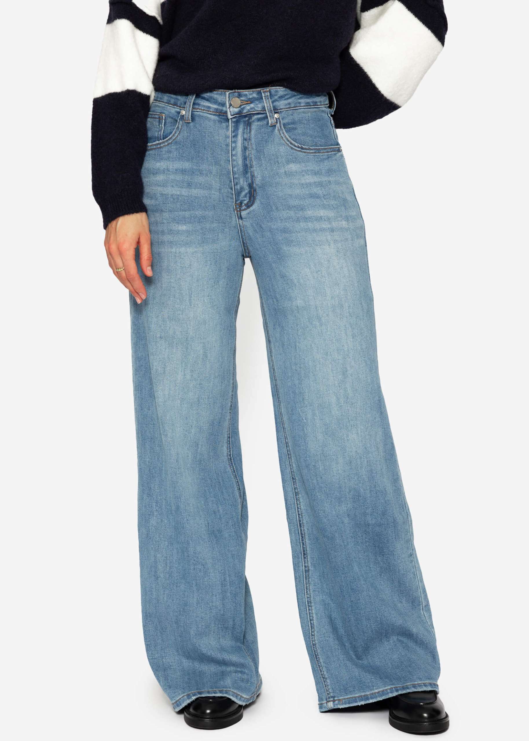 Jeans mit weitem Bein - blau