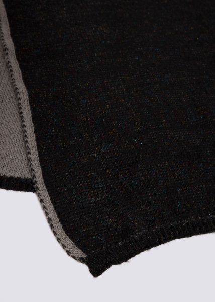 Zweifarbiger Schal mit buntem Lurex, schwarz/grau