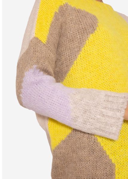 Pullover mit Color-Blocking - beige-sonnengelb-camel