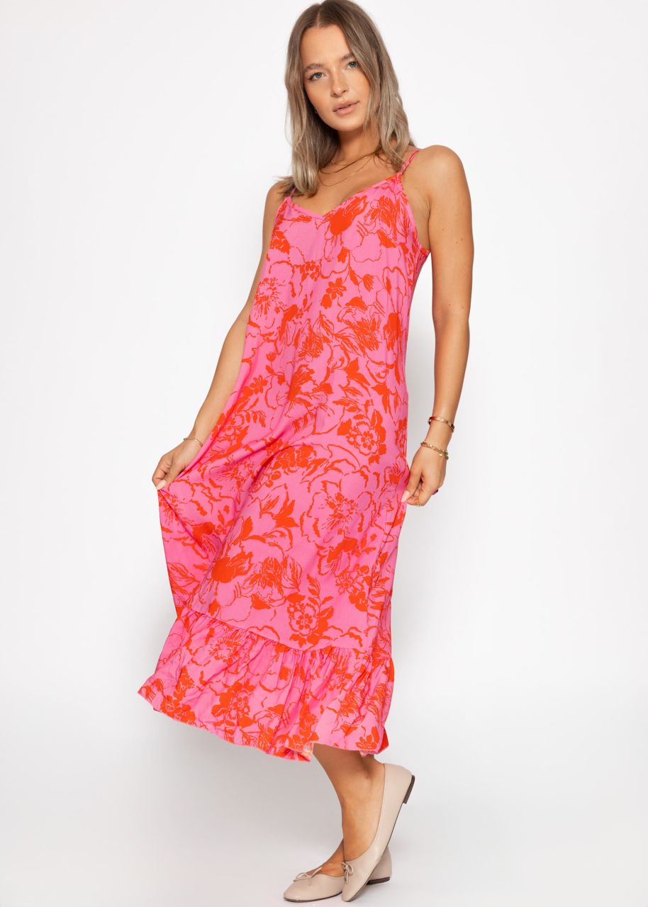Maxikleid mit Blumen-Print - pink