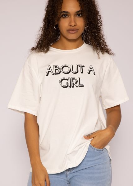 Boyfriend-Shirt "ABOUT A GIRL", offwhite