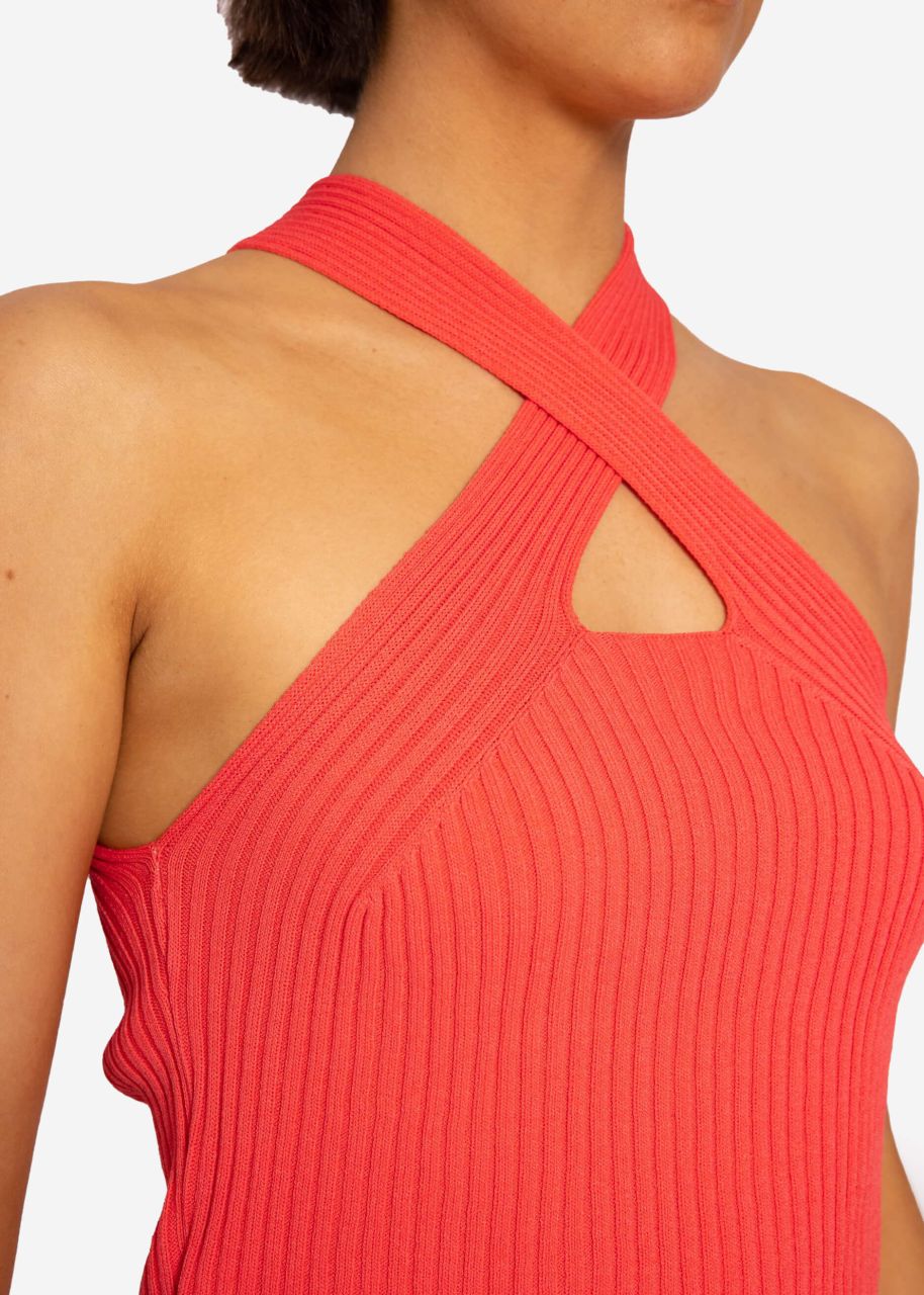 Halterneck Strick Top, koralle
