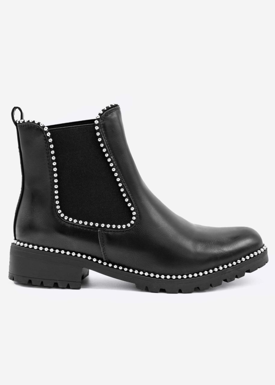 Chelsea-Boots mit kleinen Kugelnieten, schwarz