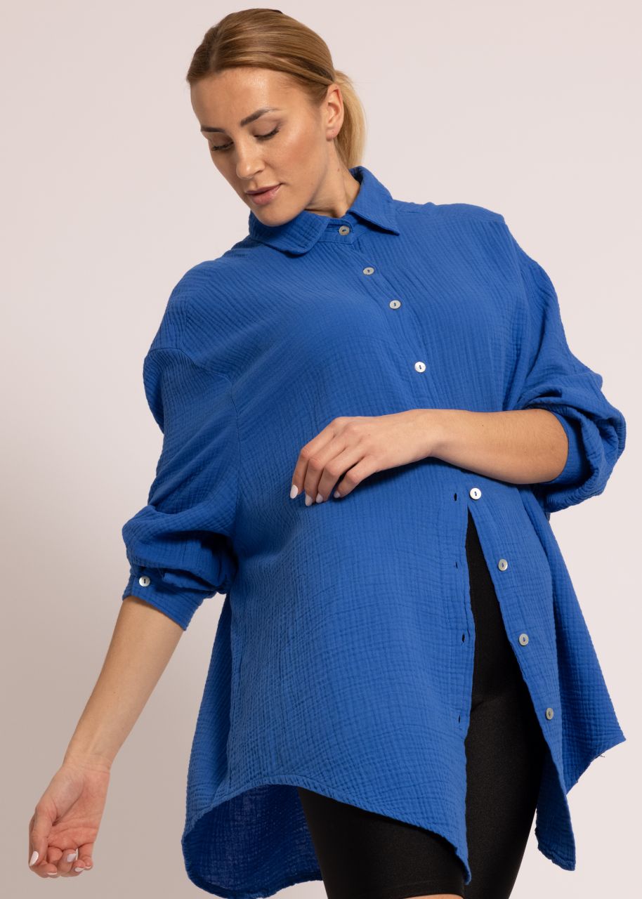 Ultra oversize Blusenhemd, royalblau