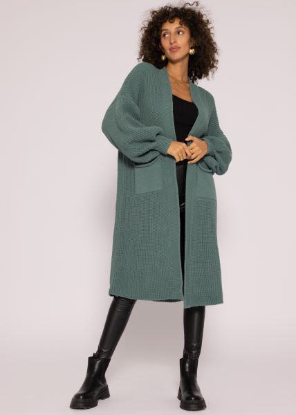 Maxi Cardigan mit Taschen - petrolgrün