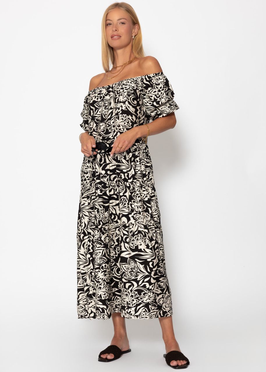 Maxi Kleid mit floralem Print - schwarz