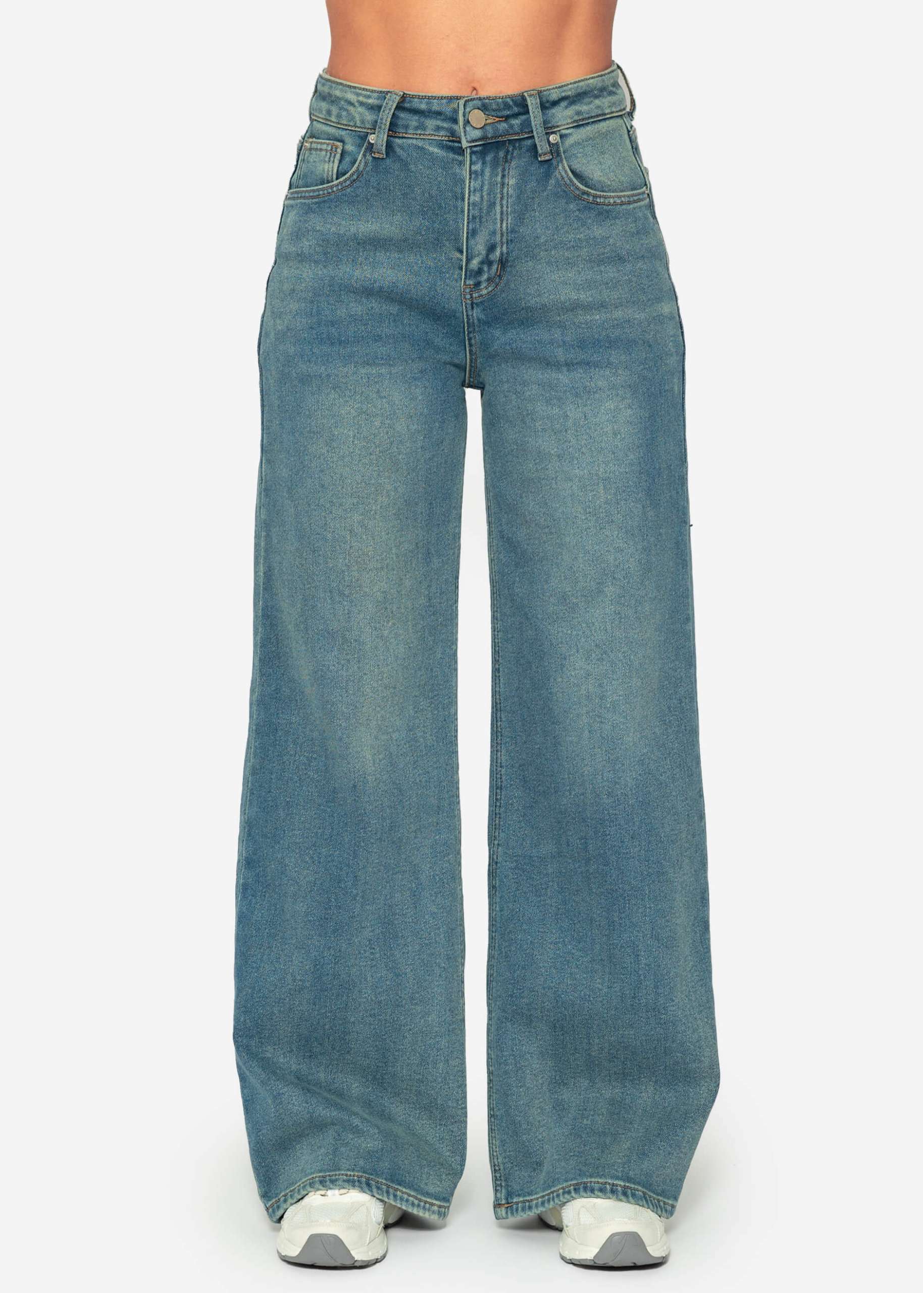 Thermo Jeans mit weitem Bein - blau