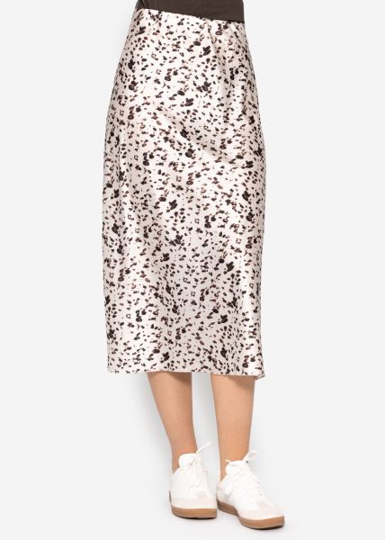 Satin Rock mit Animal Print - beige