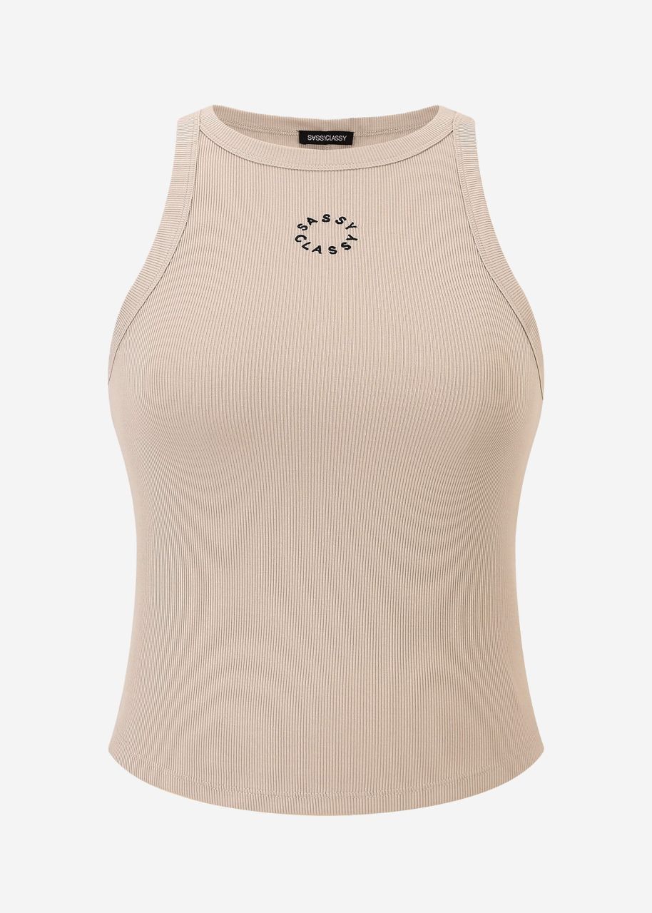 Tank Top mit Stickerei - beige