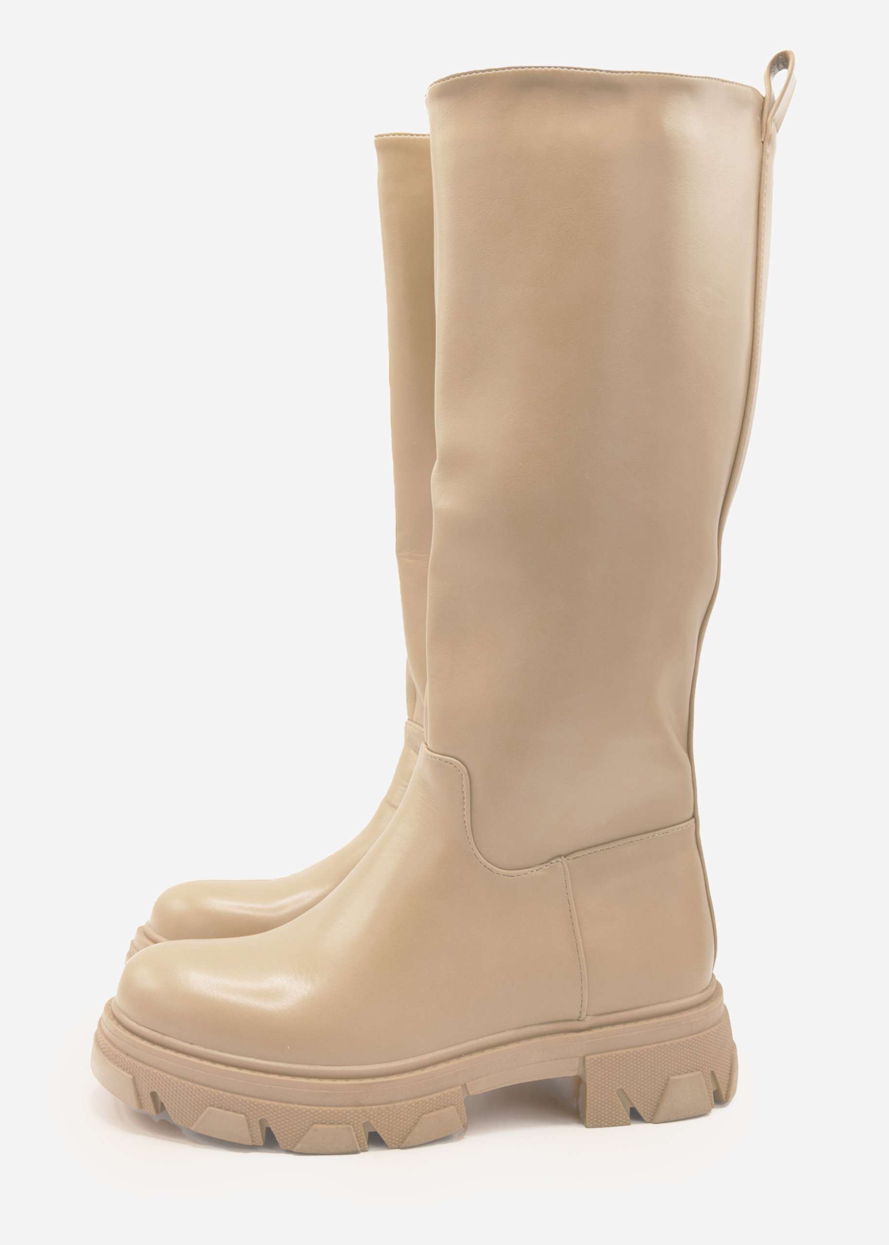 Kniehohe Stiefel, beige