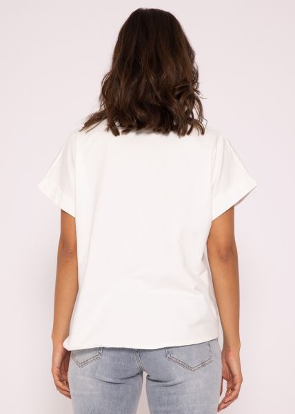 Popelin/Jersey Bluse, offwhite