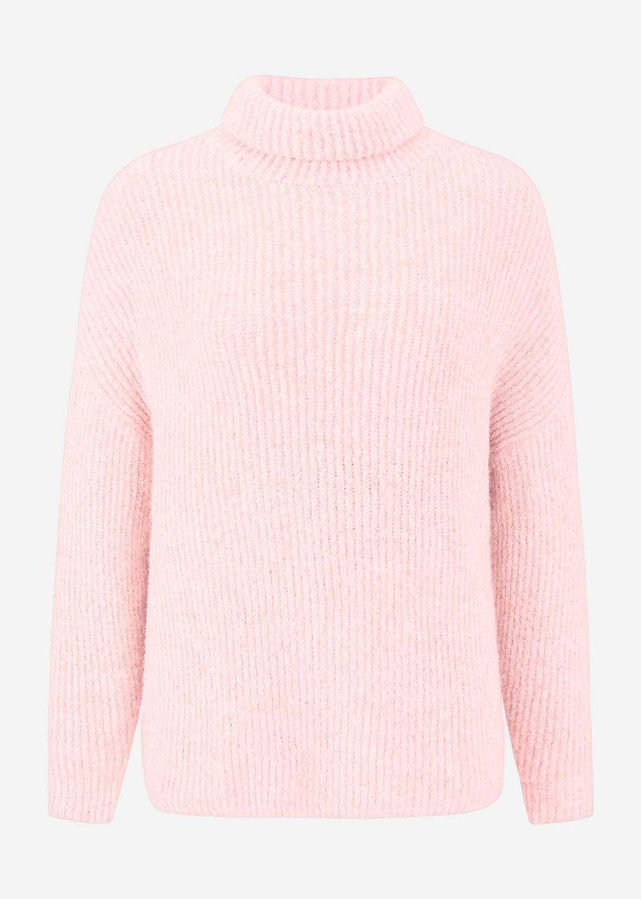 Oversize Rollkragenpullover - rosa