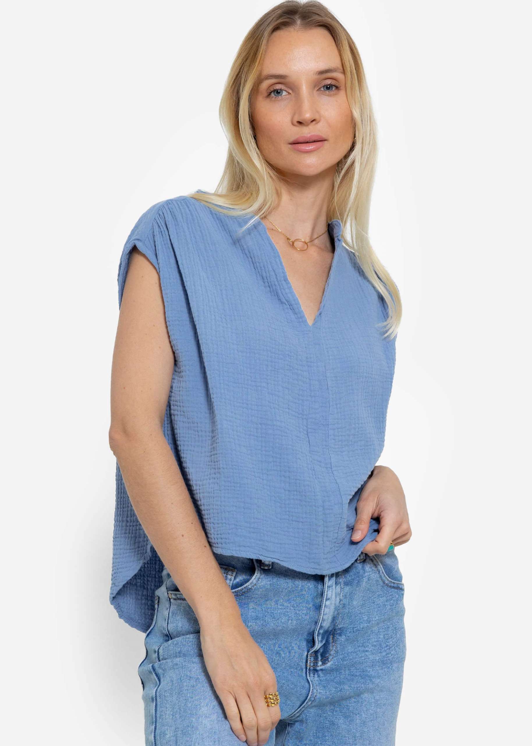 Musselin Shirt - jeansblau