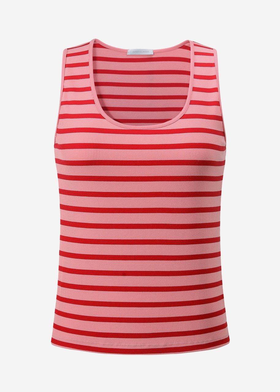 Gestreiftes Tank Top - rosa-rot