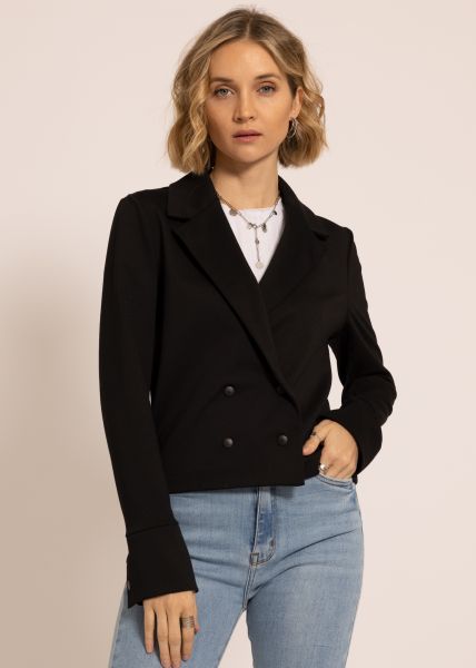 Kurze Jacke mit Druckknöpfen, schwarz