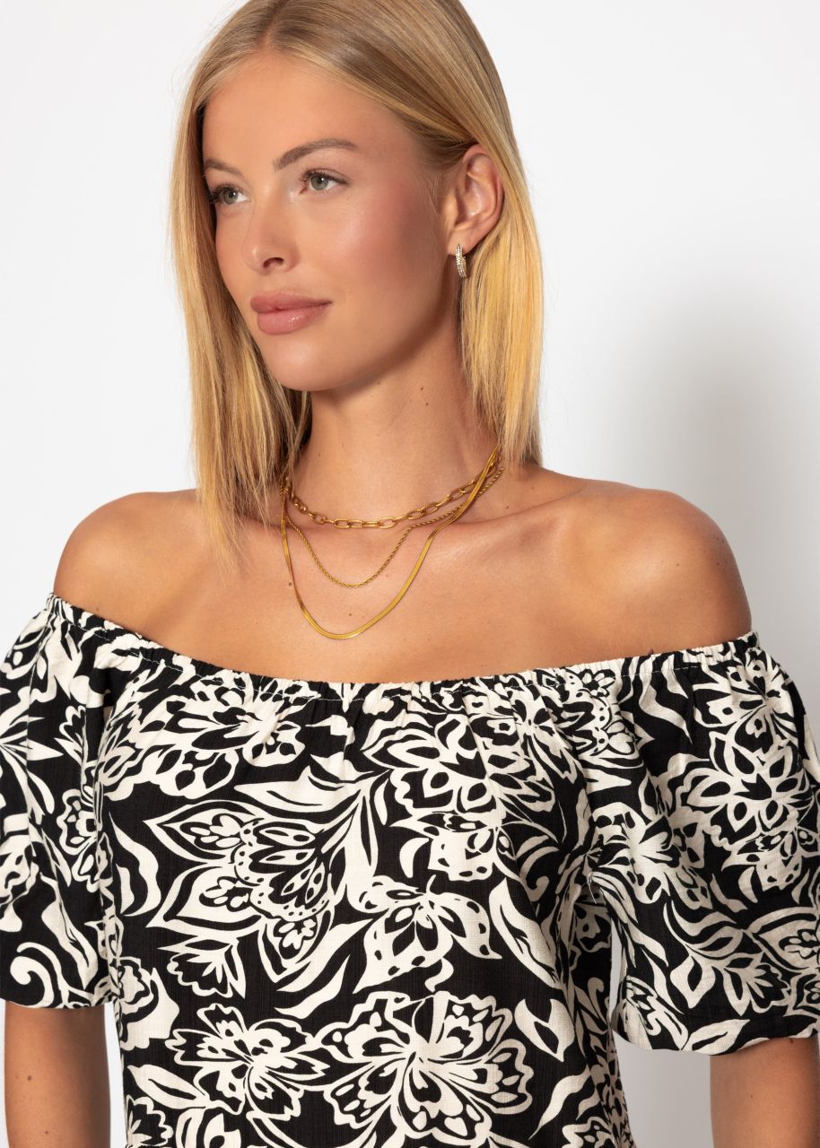 Maxi Kleid mit floralem Print - schwarz