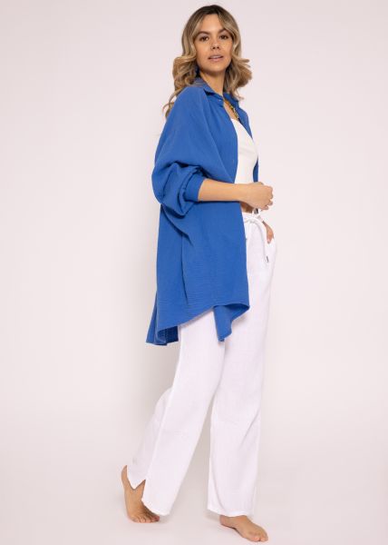 Musselin Bluse oversize, royalblau